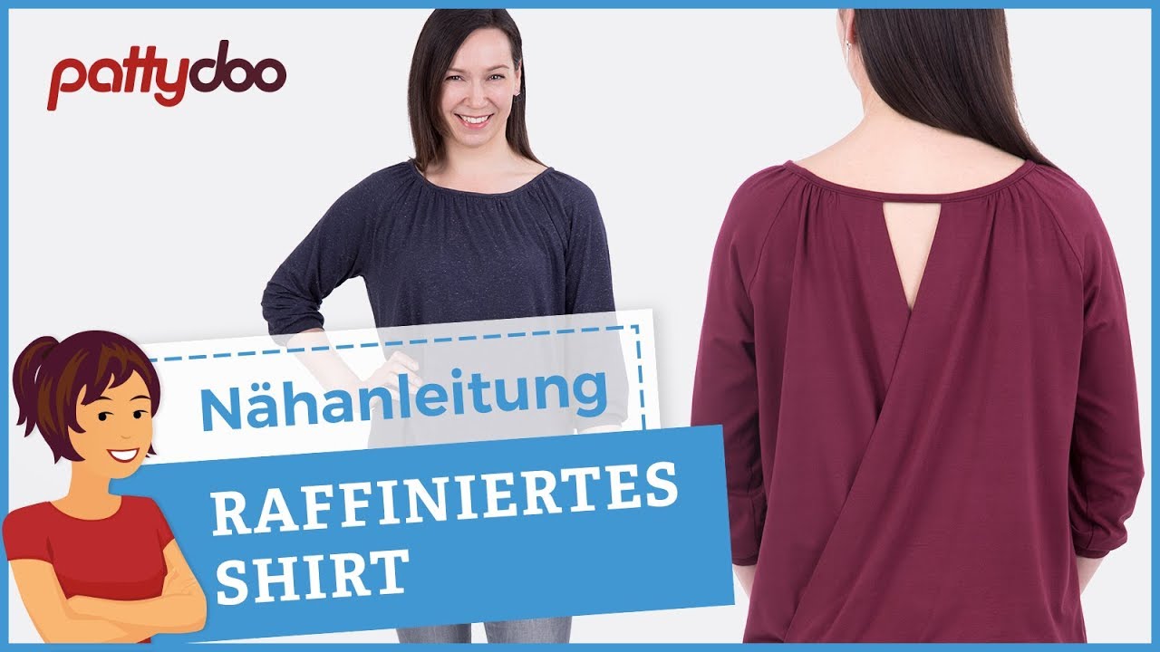 Damenshirt mit raffiniertem Rückenausschnitt nähen - Mit Raglanärmeln + Bündchen