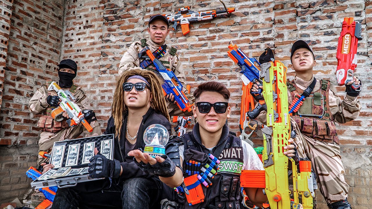 Игра LTT ​​Nerf War: Патрульные полицейские бойцы SEAL X Nerf Guns Fight Ракета уничтожает престу...