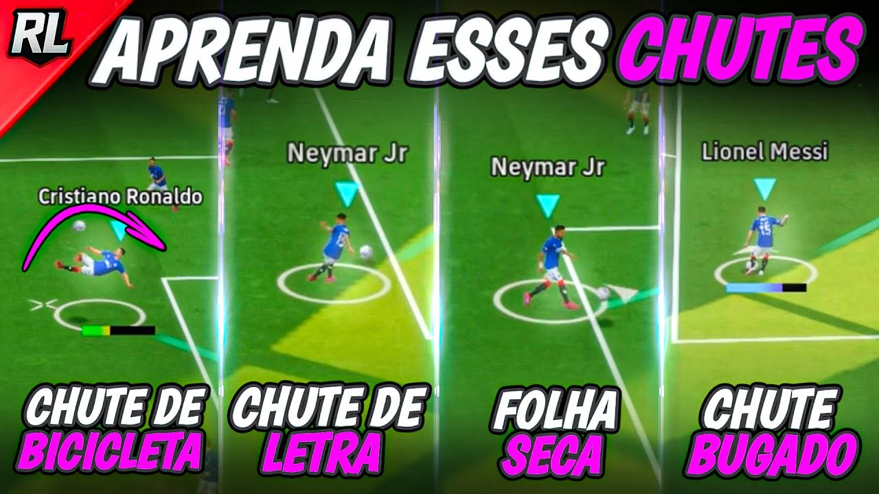 MELHORES CHUTES DO EFOOTBALL 2026 MOBILE - Aprenda chute de bike, trivela, folha seca e outros!!