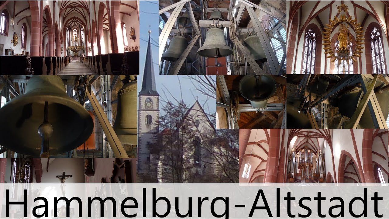 Hammelburg (HAB) Die Glocken der kath. Stadtpfarrkirche Sankt Johannes d. Täufer (Turmaufnahme)