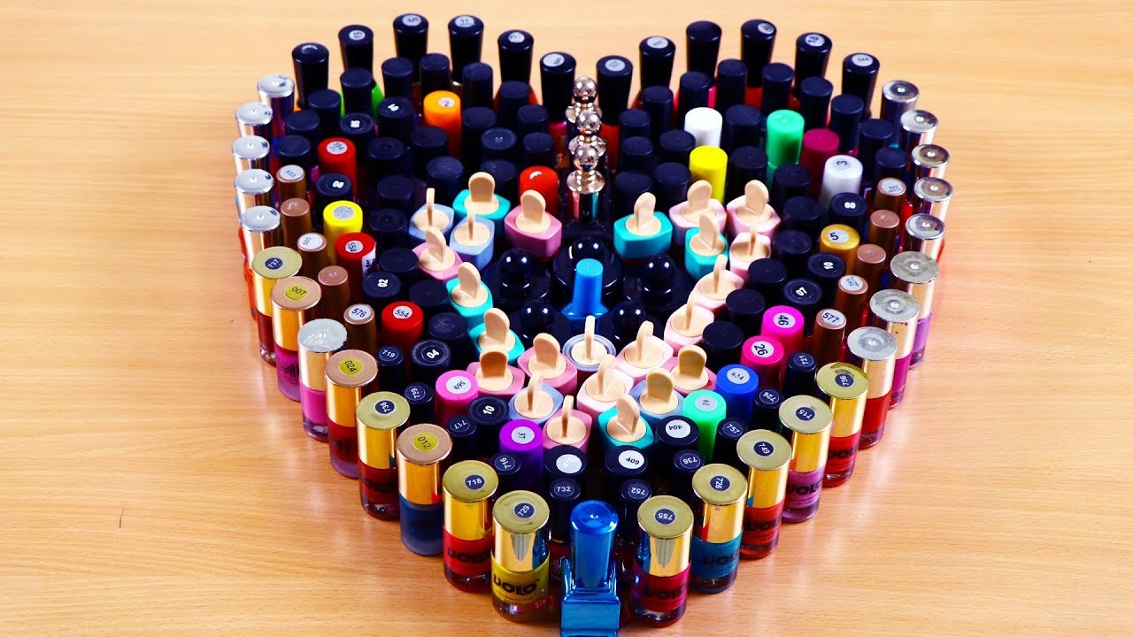 MIXING ALL MY NAIL POLISH TOGETHER INTO CLEAR SLIME! SATISFYING SLIME COLORING WITH #NAILPOLISH