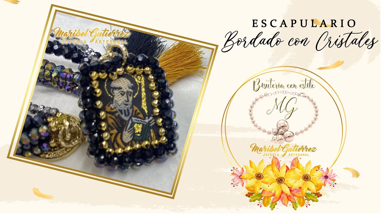 ESCAPULARIO BORDADO CON CRISTALES | Escapulario Bordado