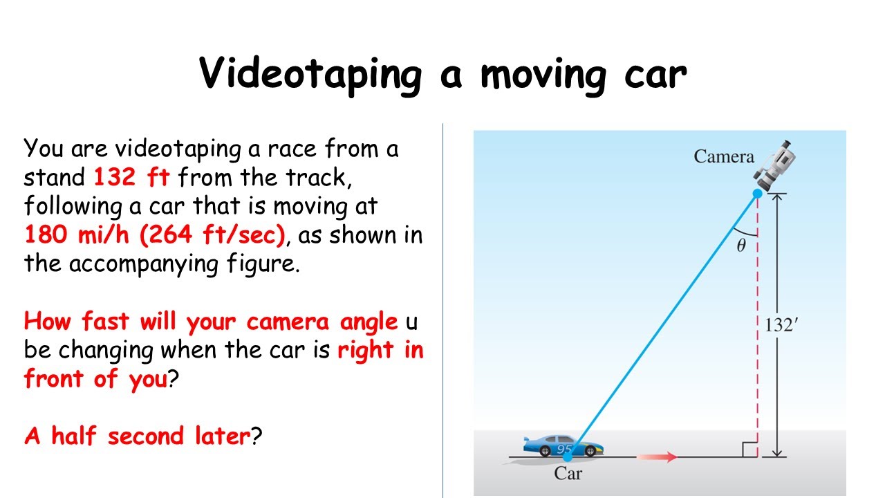 Thomas Calculus | Related Rate | Videotaping a moving car