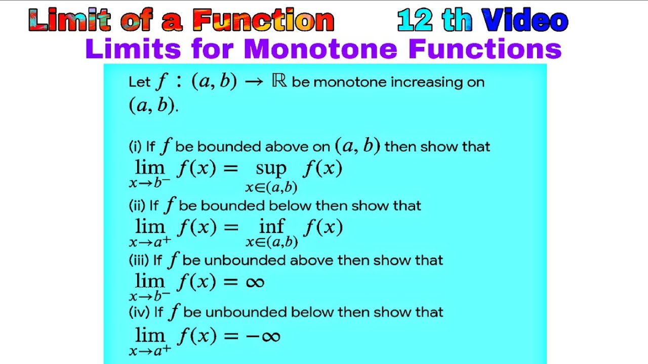 Limits for Monotone Functions | #limitoffunction #monotonefunction #limits 
