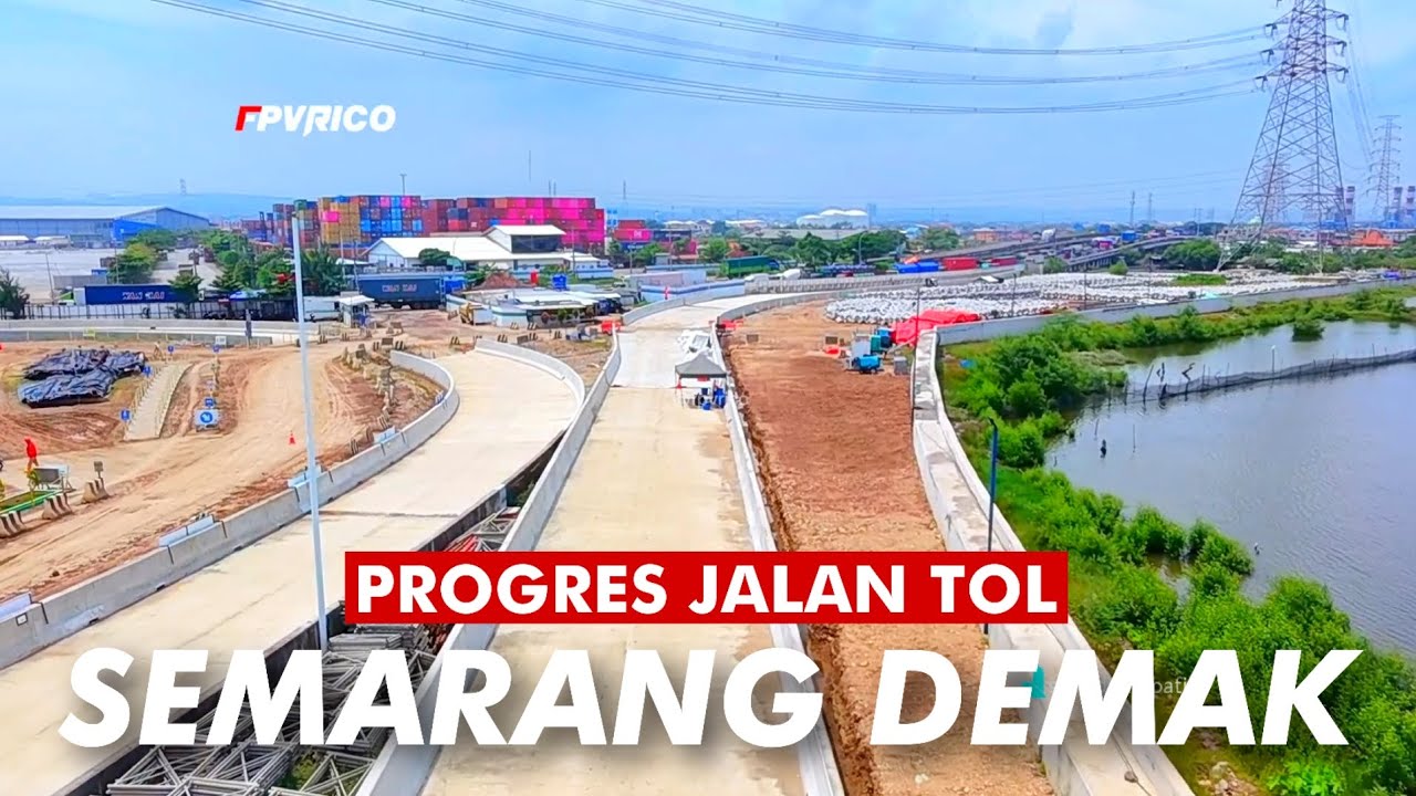 PENGERJAAN JALAN TOL SEMARANG DEMAK VIDEO DRONE FOOTAGE | TOL TANGGUL LAUT MATRAS BAMBU TERBARU