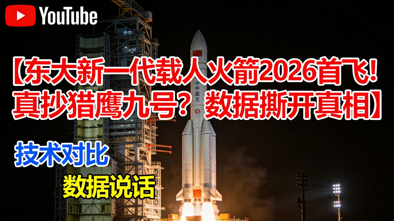 争议拉满！中国长征十号vs美国猎鹰九号，到底差在哪？（多数据对比）#中国新一代载人火箭#长征十号首飞#中国载人登月#长征十号试验成功#中美火箭对比#中国航天突破#2026航天大事件#YF100发动机