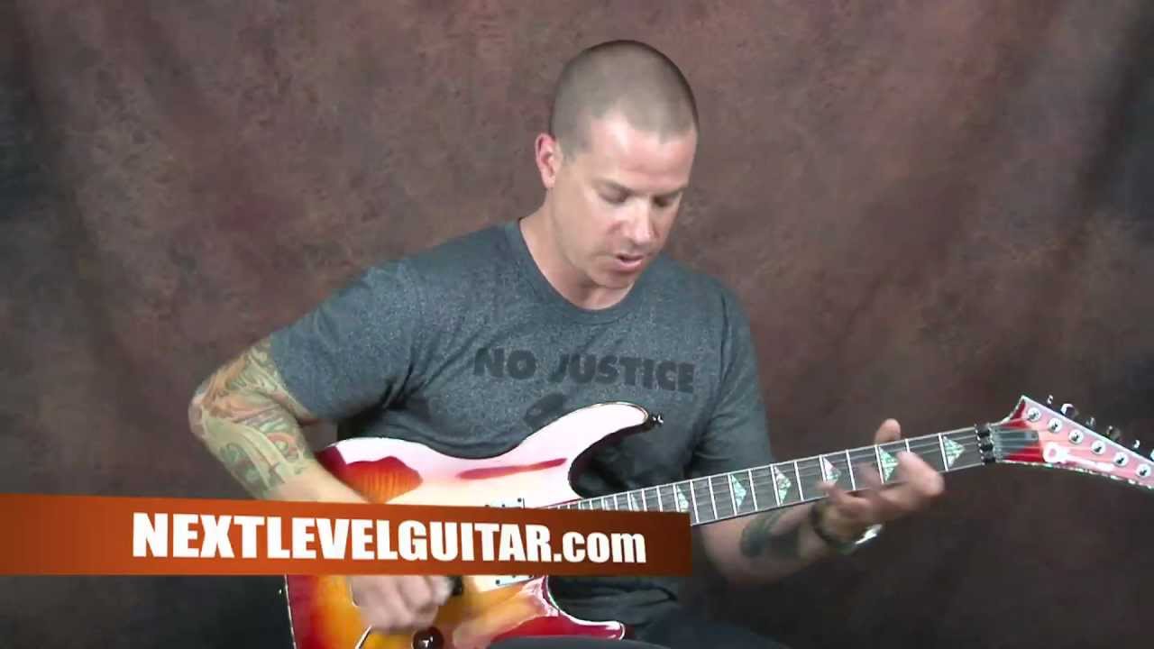 Learn shred rock lead guitar mix sweep arpeggios with Pentatonic scales lesson with tablature