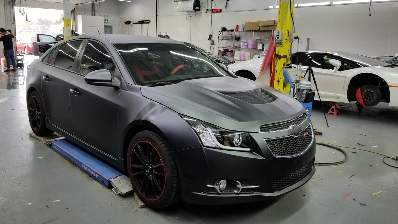 Chevy Cruze Wrapped In Matte Metallic Black