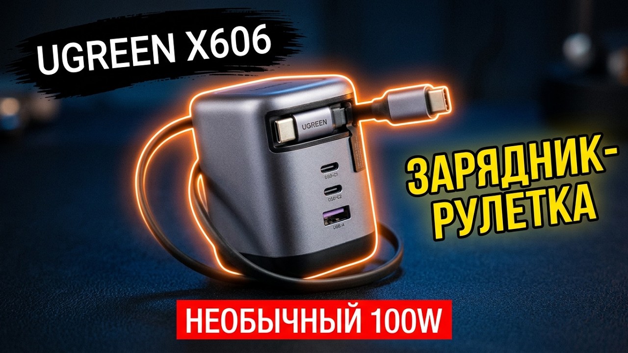 ⚡ UGREEN X606 👉 НЕОБЫЧНЫЙ 100W GAN ЗАРЯДНИК С TYPE-C КАБЕЛЕМ
