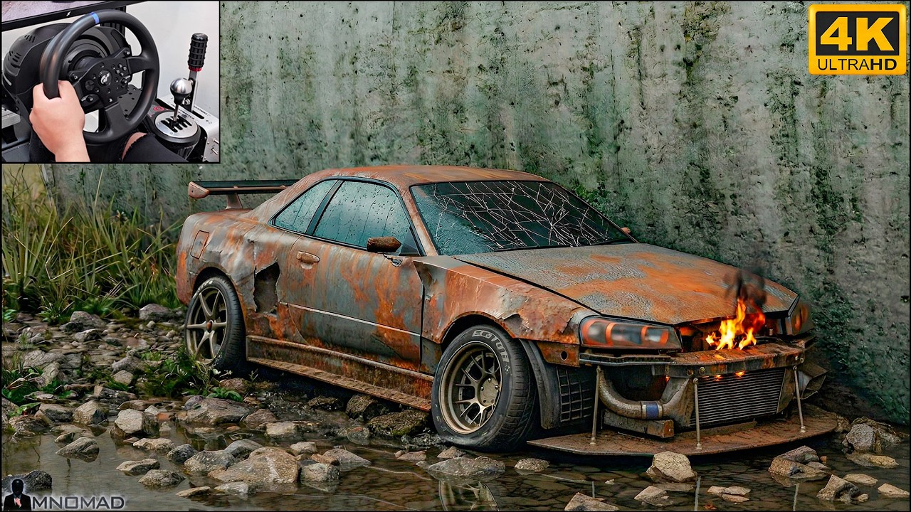 Rebuilding a NISSAN SKYLINE GTR R34 V spec | Need for Speed | Thrustmaster T300RS - Gameplay 4K