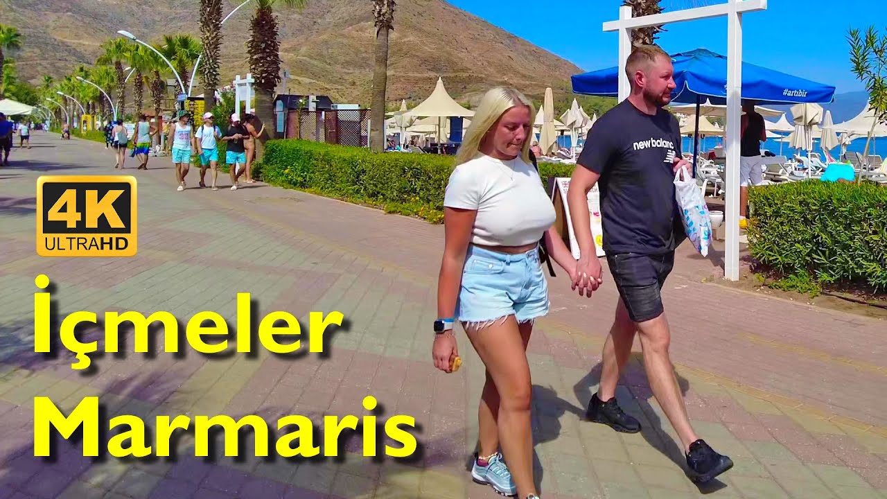Marmaris içmeler Beach Walking Tour 4K UHD #marmarisbeach