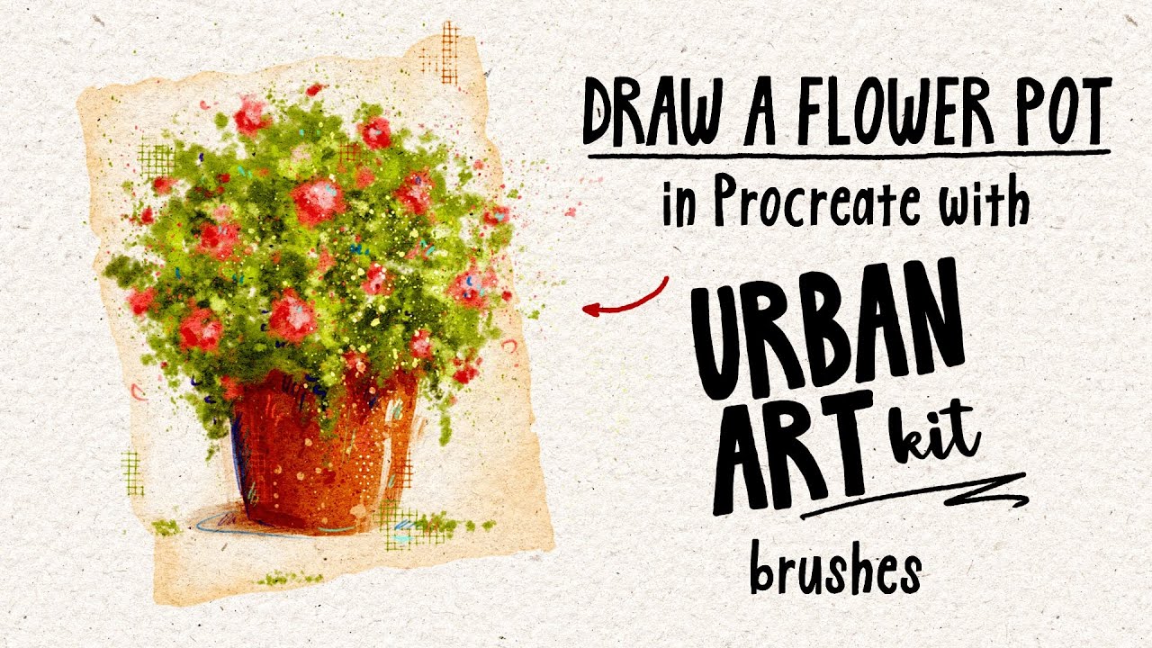 How To Draw A Flower Pot in Procreate - Step-by-Step digital watercolor tutorial