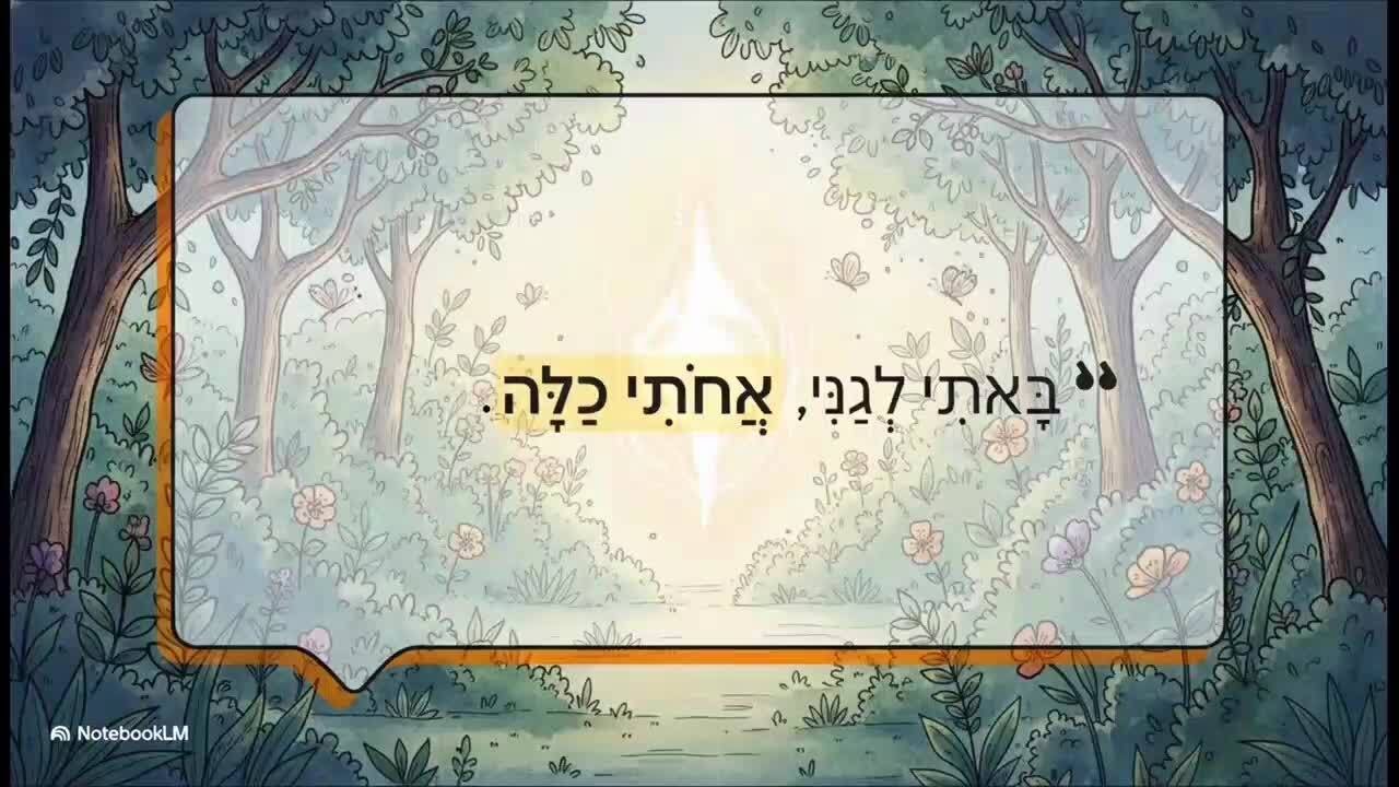 בָּאתִי לְגַנִּי, אֲחֹתִי כַלָּה.
