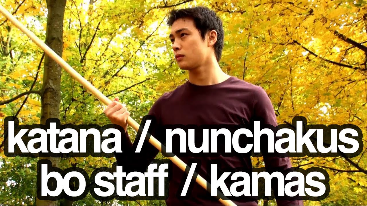 Nunchakus, katana, bo staff / stick, kamas - Martial arts weapons freestyle training