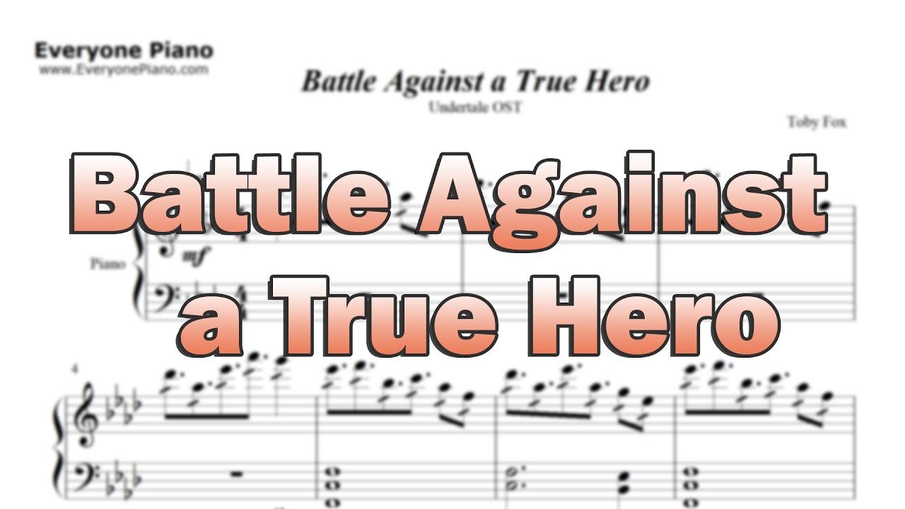 Battle Against a True Hero - Undertale OST - Sheet Music in the Intro
