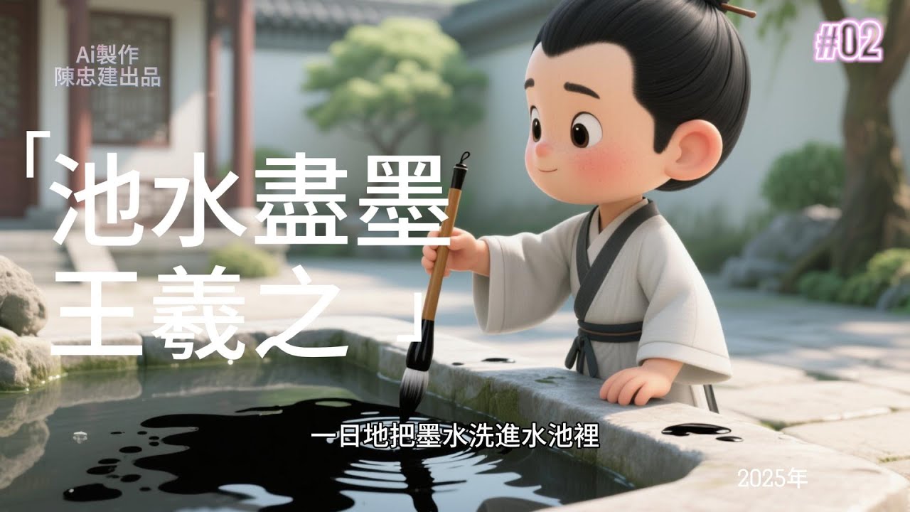 2池水盡墨 王羲之書法故事