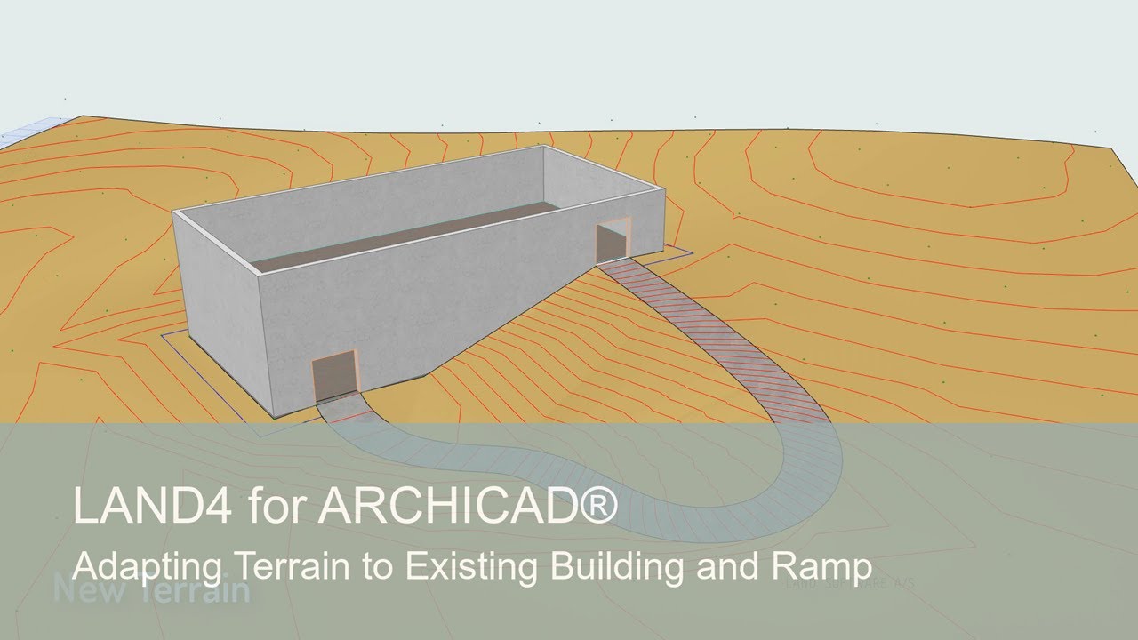 Adapting Terrain to Existing Building and Ramp | LAND4 (V4) for ARCHICAD®