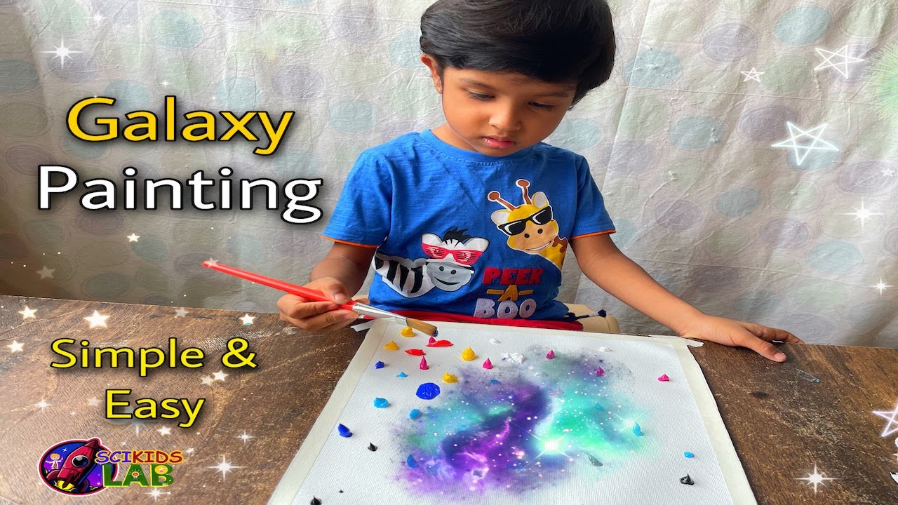 Simple Galaxy Painting : Acrylic Painting for Kids | Unicorn Silhouette