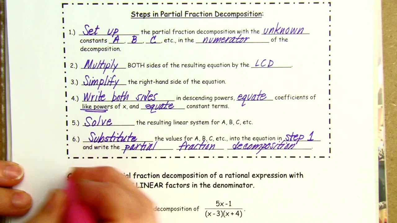 Notes 5.3 - Partial Fractions (PART 1) - HonColAlg (21:58)