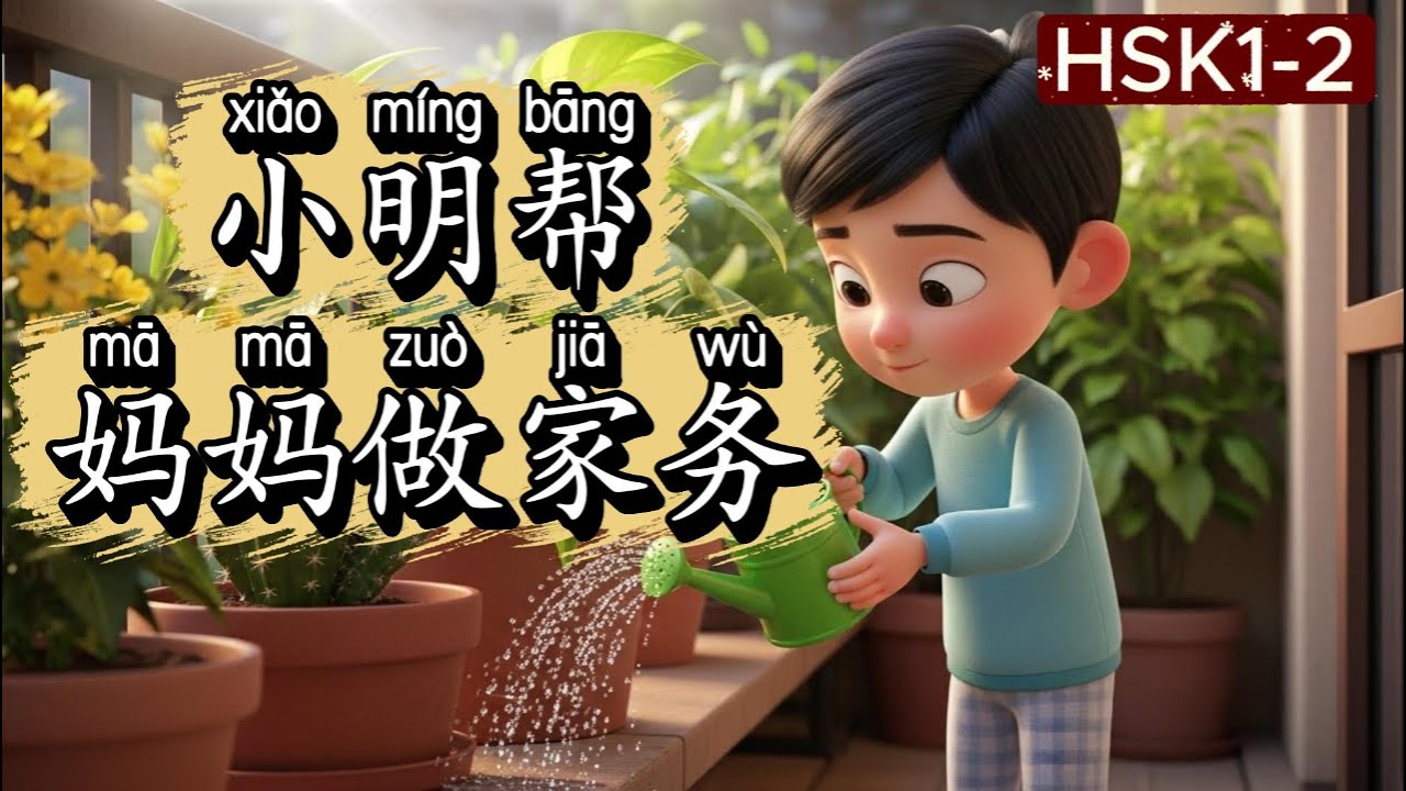 小明帮妈妈做家务 | HSK 1–2 Chinese Story for Beginners | Learn Chinese with Easy Stories