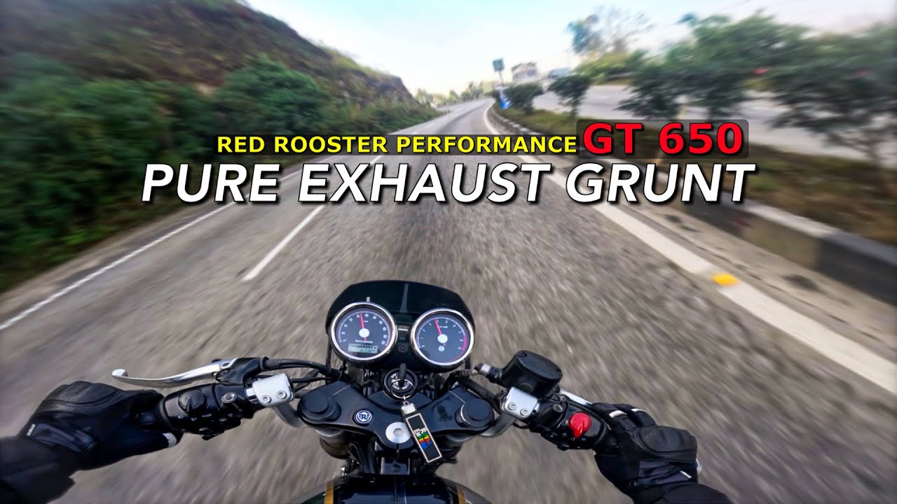 POV CONTINENTAL GT 650 PURE EXHAUST SOUND | RED ROOSTER EXHAUST WITHOUT BAFFLES (RAW ONBOARD)