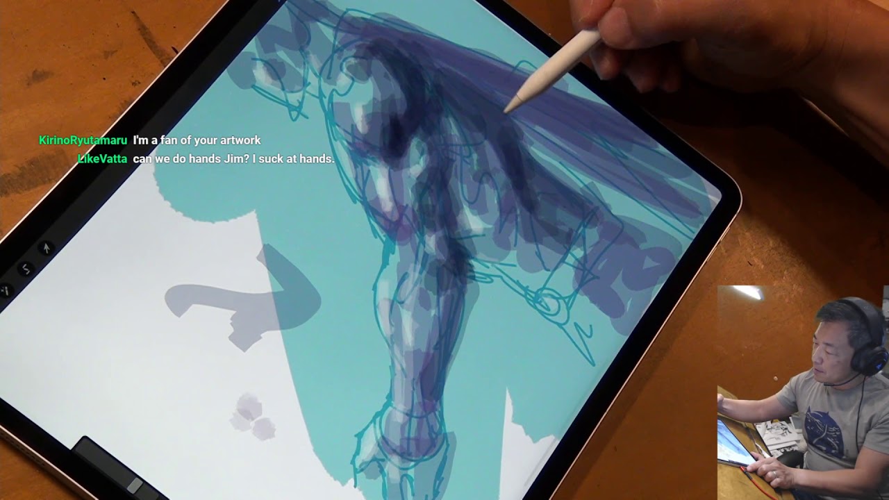 Digital Art with Jim Lee on an iPad Pro--SUPERMAN!