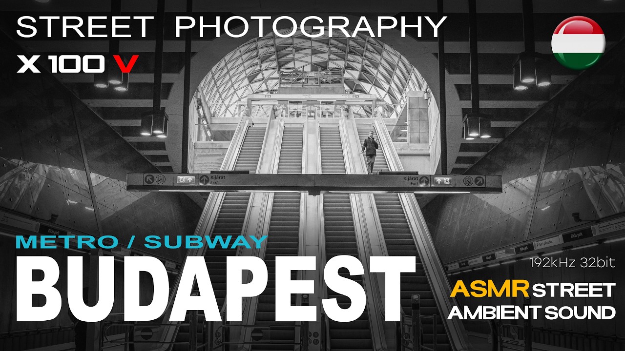 Budapest Metro ASMR Subway Sounds 🇭🇺 Urban Ambience & Black and White Photography 4K Fujifilm X100V