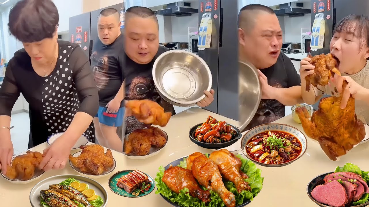 自私的老公想獨自霸佔烤雞，婆婆發現後全部藏在了我碗裡，老公一口肉都沒吃到【胖嫂美食】