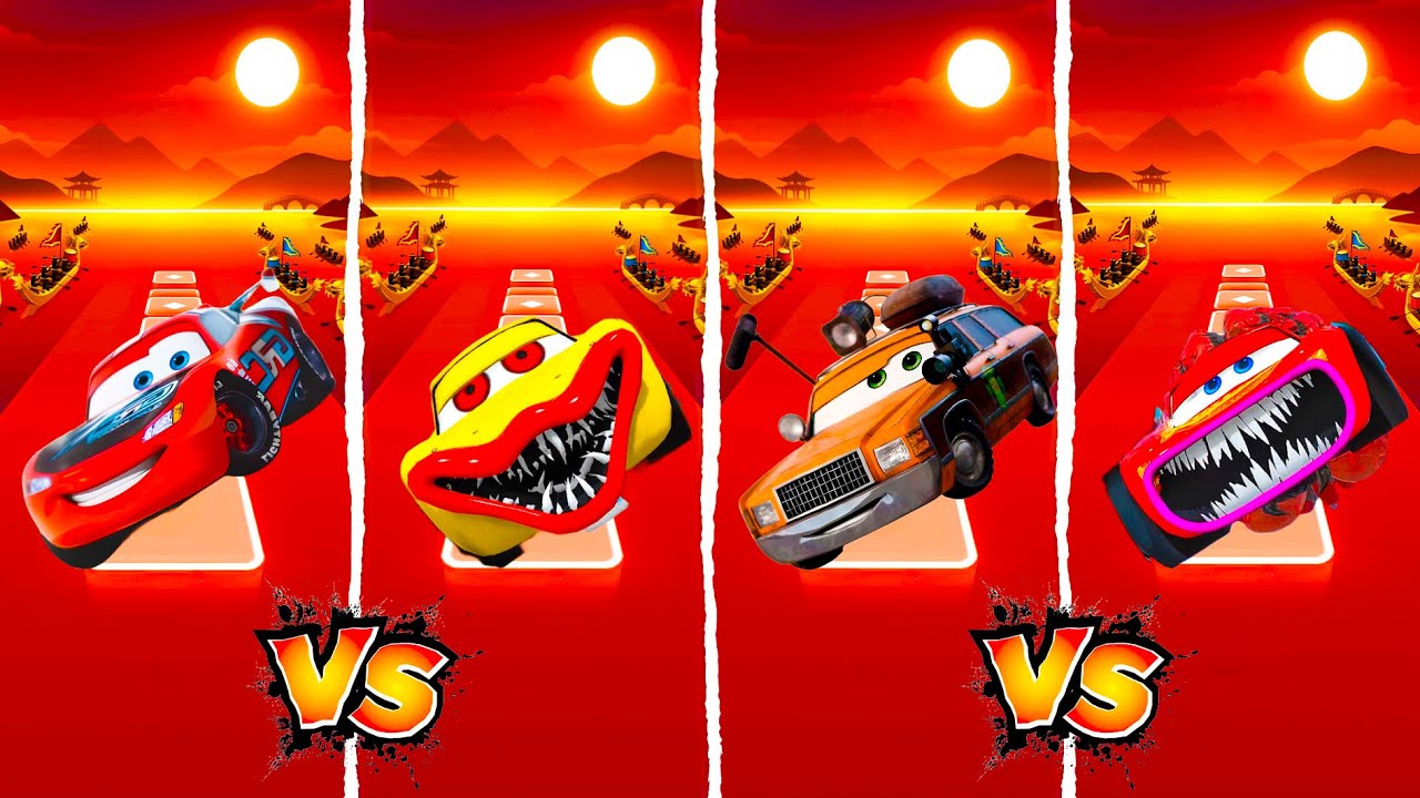 Lightning Mcqueen Car vs Mcqueen Eater in Tiles Hop EDMRush🎶