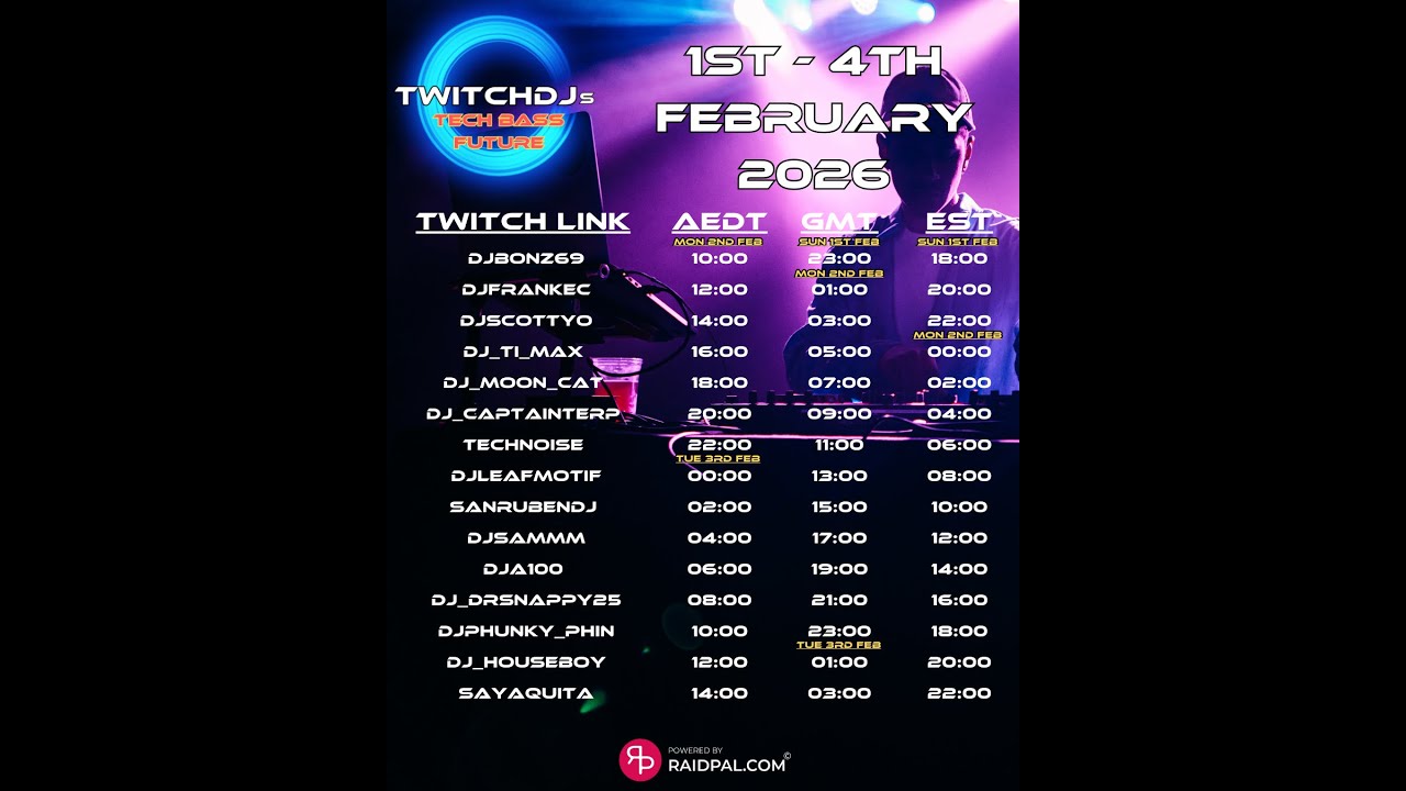 Twitch DJ's Tech,Bass, Future Raid Train by DJFrankEC (2-1-26)