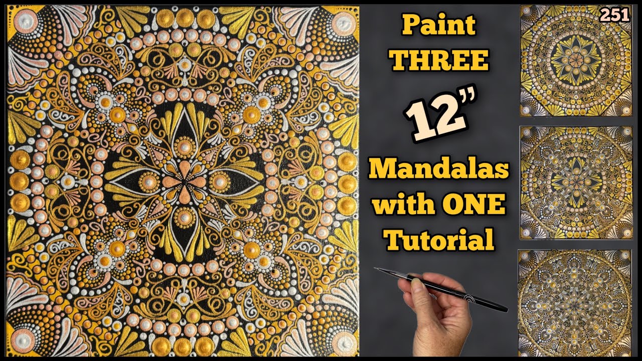 Metallic Masterpiece! THREE Mandala Dot Art Painting on Canvas in ONE Tutorial