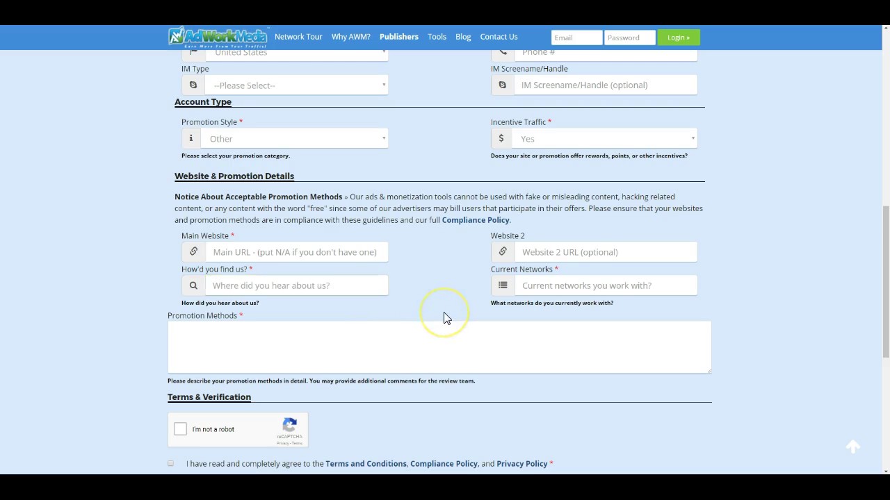 How to Sign up on AdworkMedia