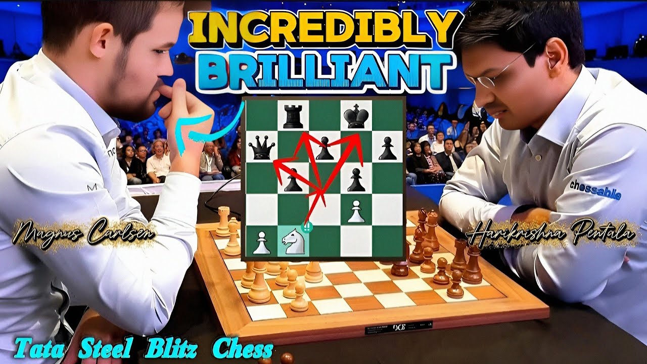 Magnus Carlsen VS Harikrishna Pentala || Tata Steel Blitz Chess 2019, Round 22