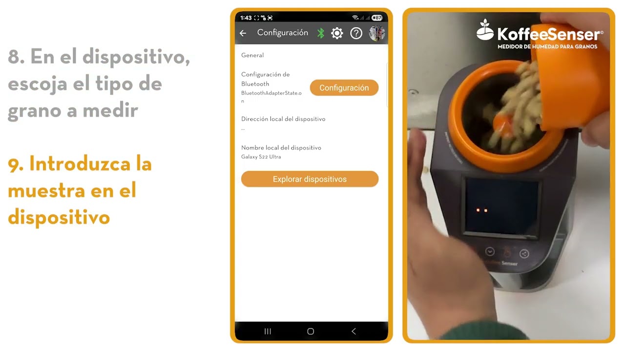 Cómo sincronizar el medidor de humedad KoffeeSenser y el celular vía Bluetooth