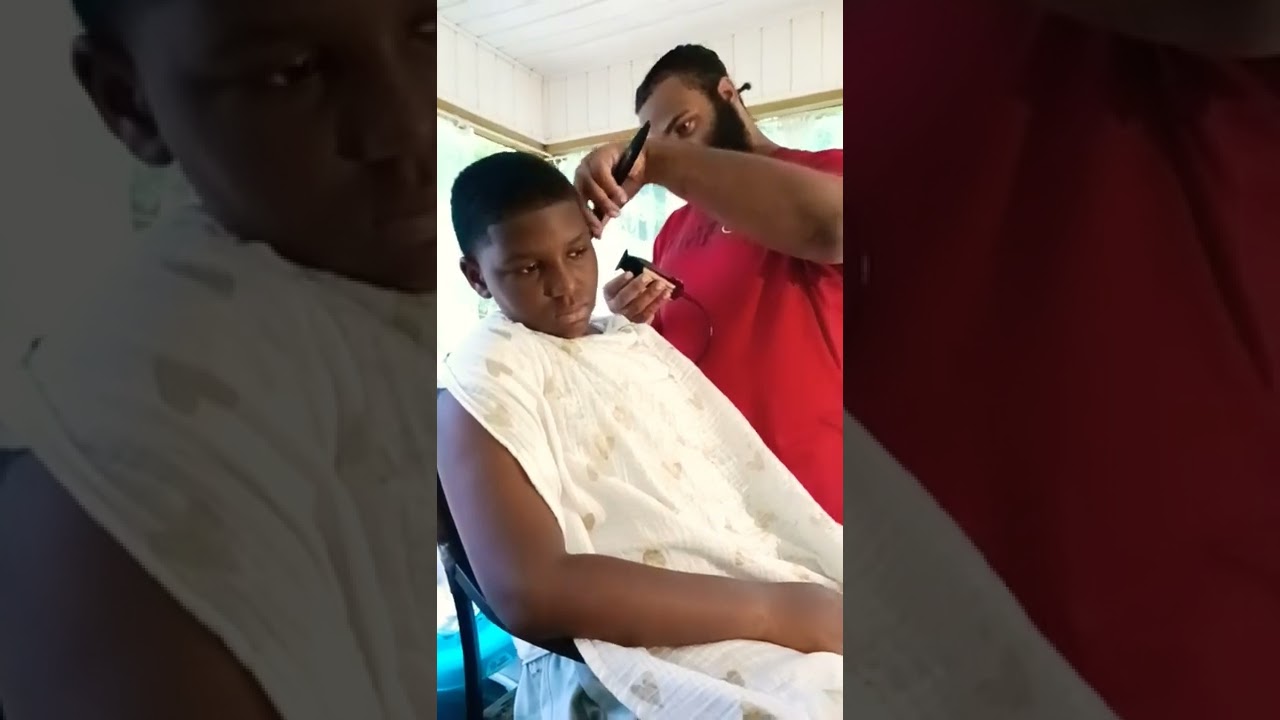 Step dad cutting Step son's  hair (after) #viral #blackfathersmatter #blackman #shorts