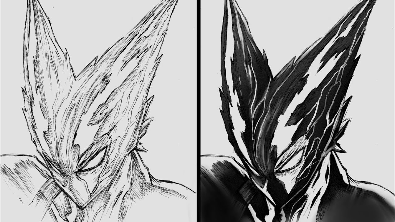 How to draw AWAKENED GAROU From ONE PUNCH MAN [Using Only ONE PEN]