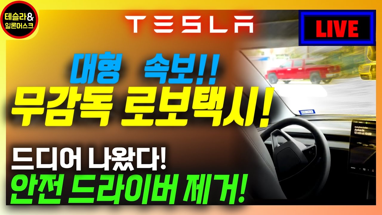 [테슬라 라이브] 대형 속보! 드디어 최초의 '무감독' 로보택시가 나왔습니다!