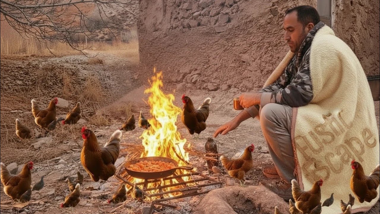 🔥 First Meal in the Mountains – Cooking on Fire 🔥#village #nature