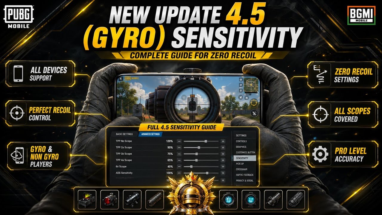 PUBG Gyroscope Sensitivity Settings 2025 - ZERO RECOIL + PERFECT AIM Update 4.5