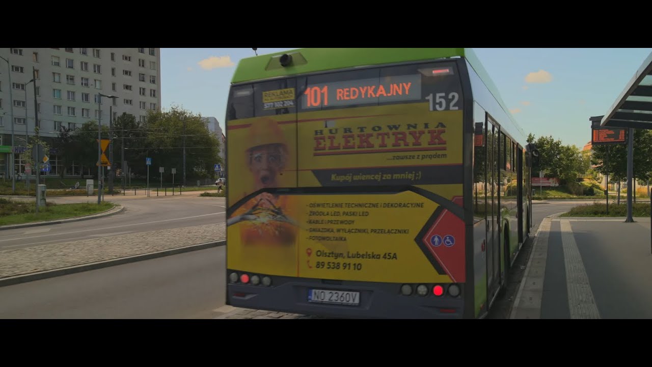 Poland, Olsztyn, bus 101 ride from Olsztyn Główny to Centrum