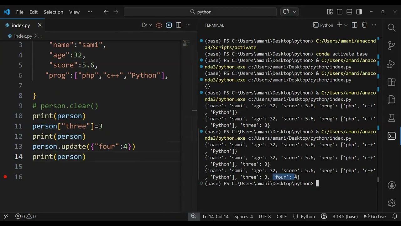 التوابع الخاصة بـDictionary في لغة PYTHON