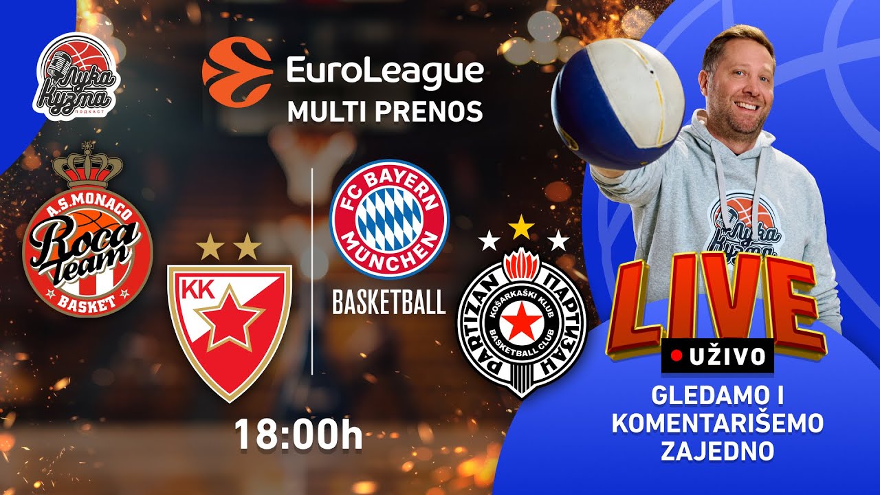 Monako - Crvena Zvezda i Bajern - Partizan | Evroliga 2025/26 LIVE