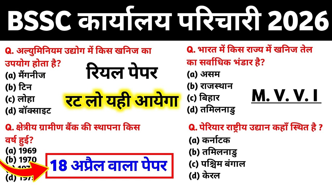 BSSC Karyalay Parichari 2026 | 80 Most Important Questions | Practice Set 01 by Khan Sir 