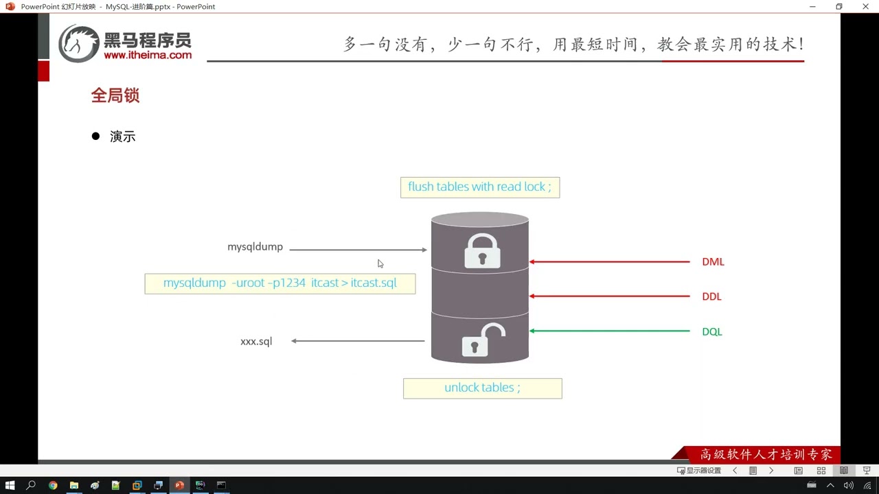 Python 学习MySql 从入门到精通 66  进阶 锁 全局锁 一致性数据备份