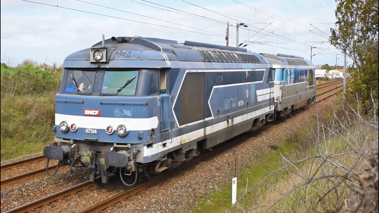 Acheminements BB 67400 de CMR + voitures voyageurs suisses, tronçon EuroDuplex et fret à La Rochelle