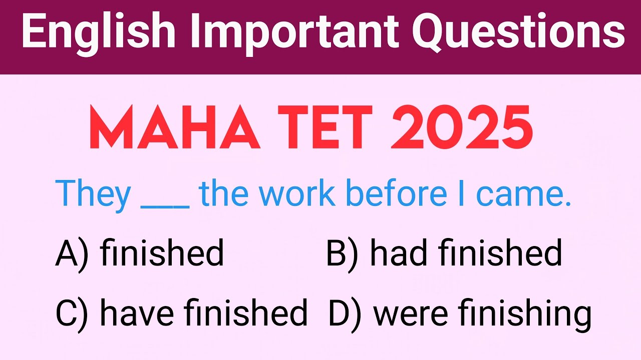 Maha TET English Important Questions | English Grammar Mahatet 2025 | Part - 1