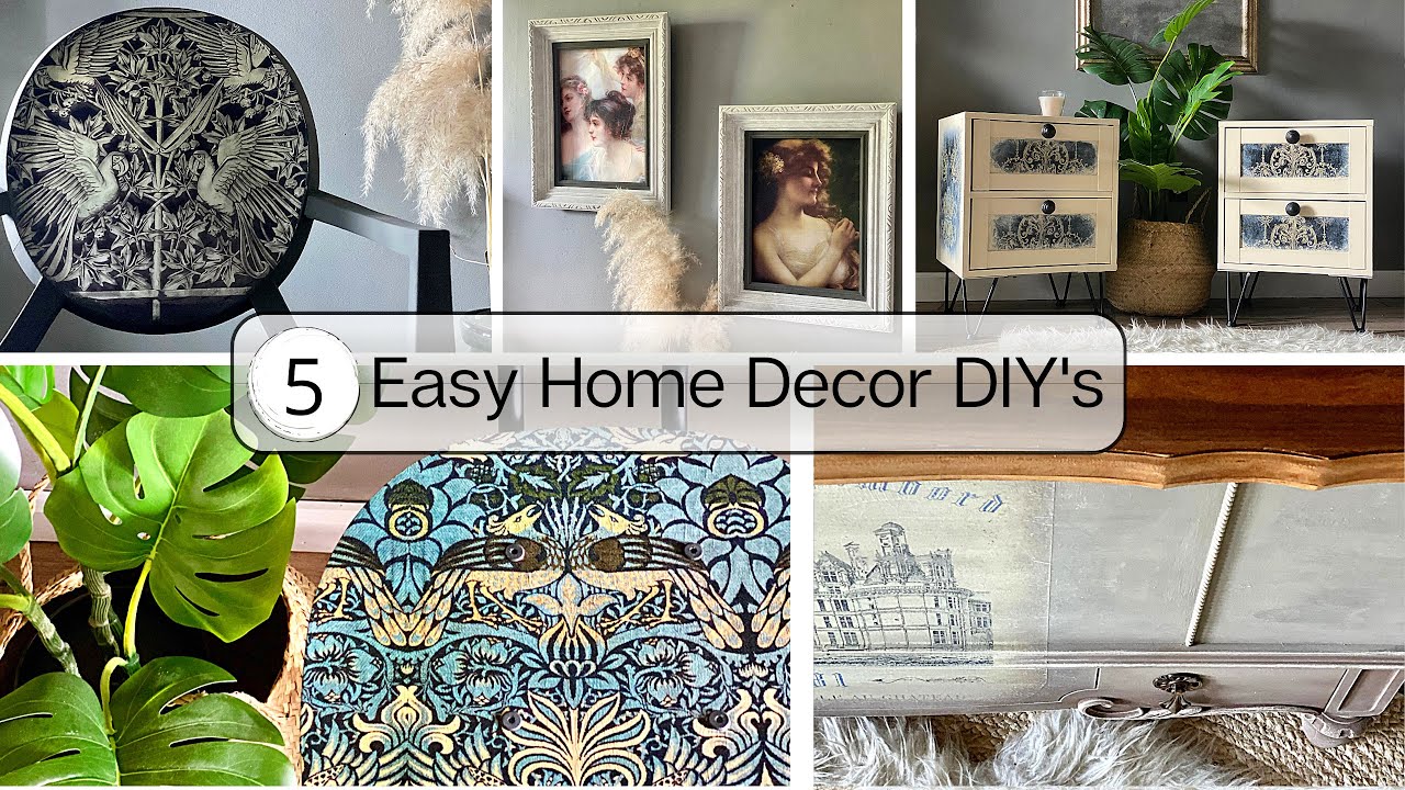 5 Home Decor DIY: Decoupage home decor, chalk painted furniture makeover | ASMR home decor diy