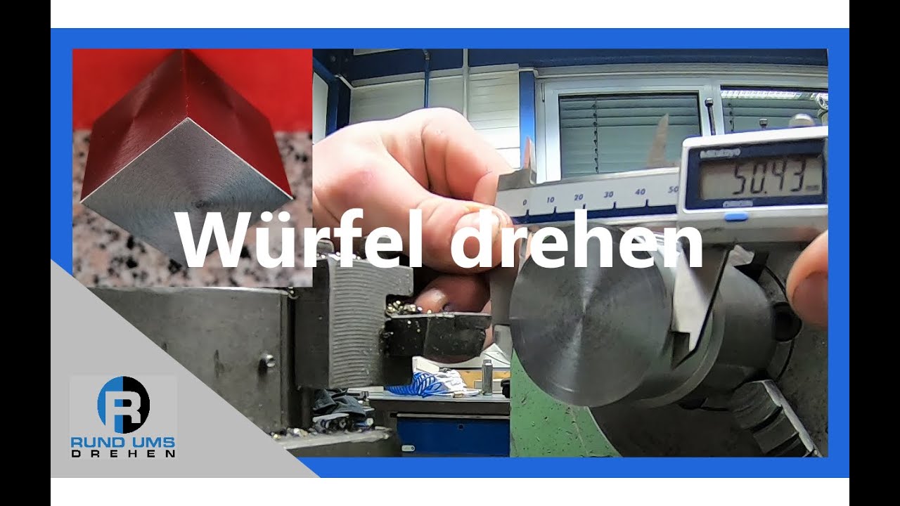 Würfel drehen auf einer Drehmaschine // lathe cube turning