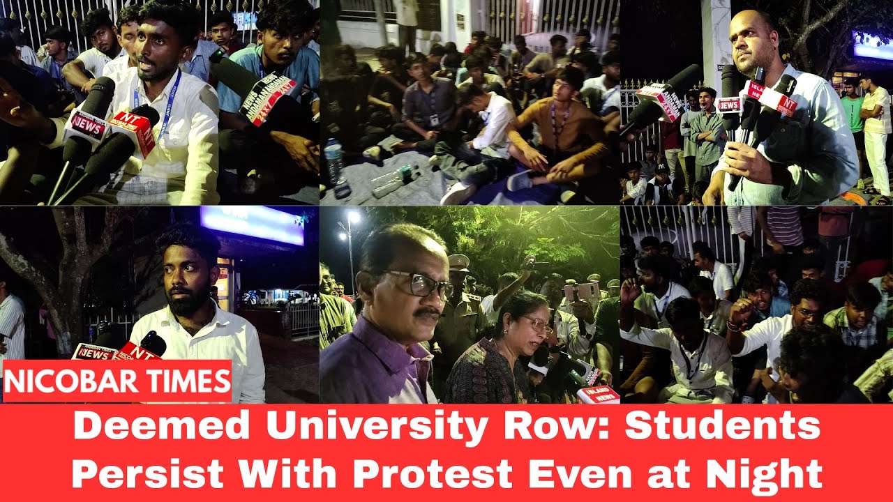 Deemed University Row: Students Persist With Protest Even at Night