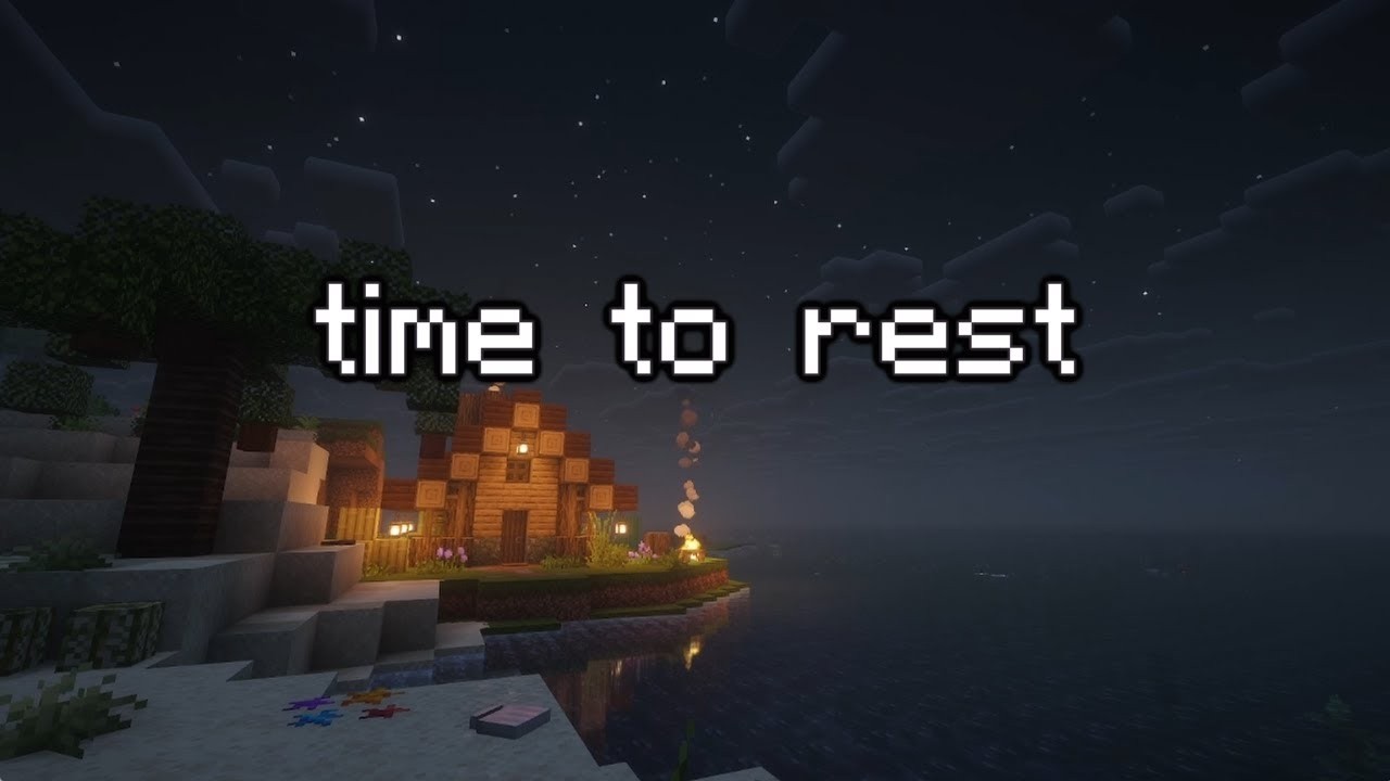 Cozy Minecraft Beach House at Night | Ocean Waves & Minecraft Music (1 Hour)